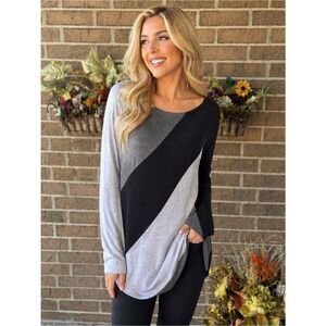 Anthropologie twentyone Black and Gray Striped Top